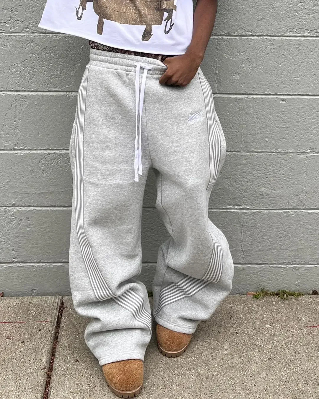Y2k Baggy Black Hip Hop Pants Women's Drawstring Straight Leg Loose Striped Jogging Harajuku Sweatpants Retro Women's Streetwear