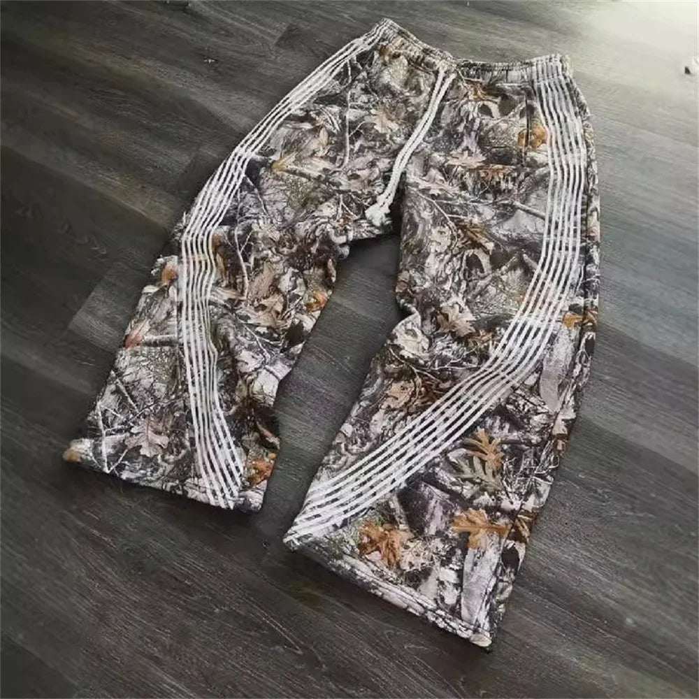 Y2k Baggy Black Hip Hop Pants Women's Drawstring Straight Leg Loose Striped Jogging Harajuku Sweatpants Retro Women's Streetwear